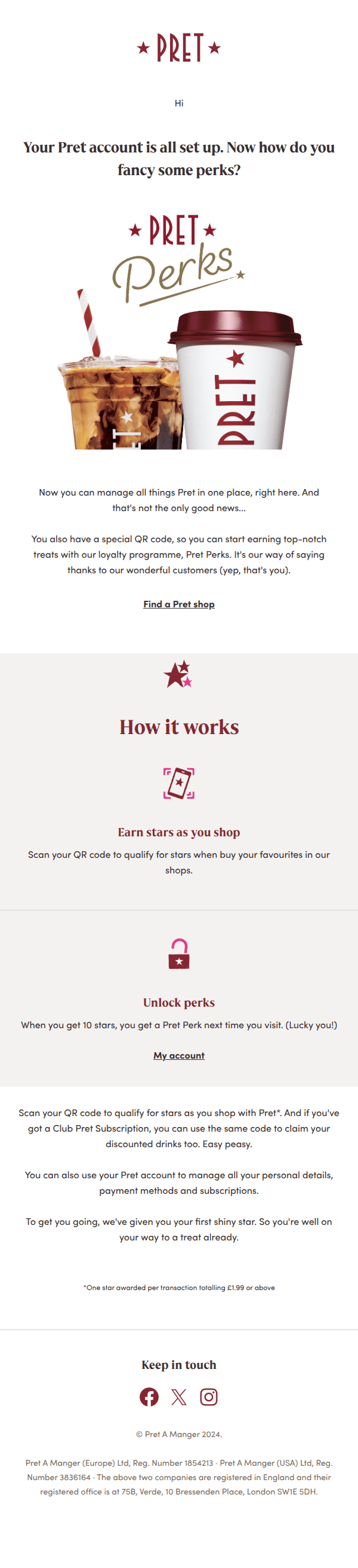 Welcome to your Pret account