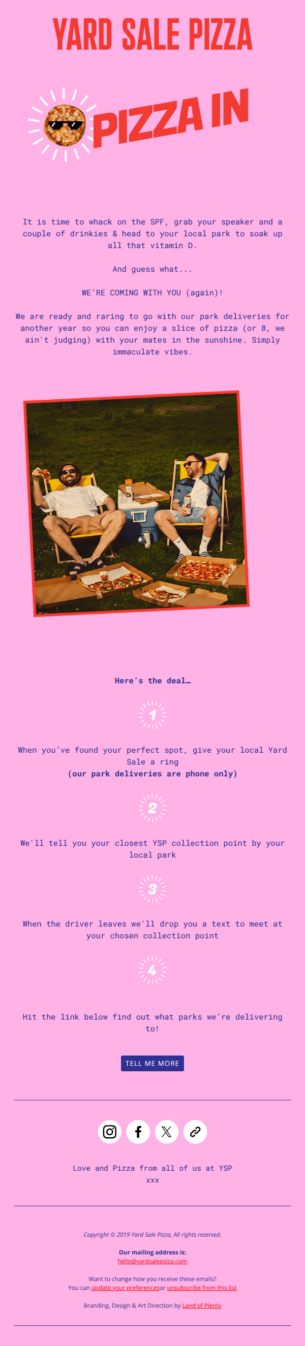 Park day? We'll bring the Pizza