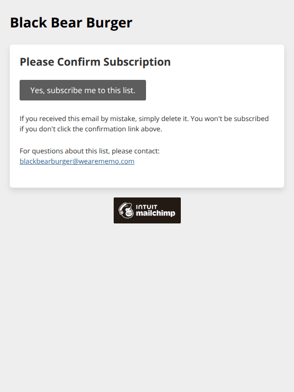 Black Bear Burger: Please Confirm Subscription