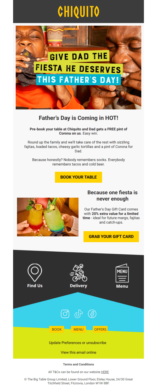 Still not booked Father’s Day? 👀