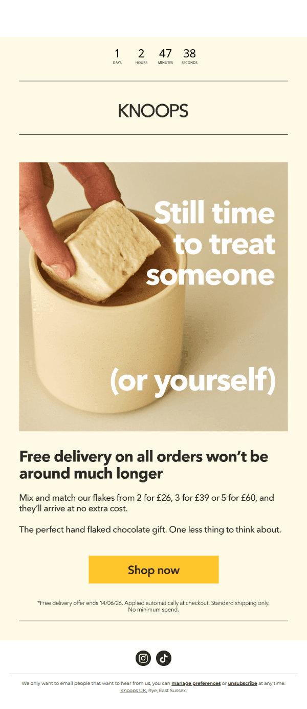 Last chance: free delivery ends Sunday