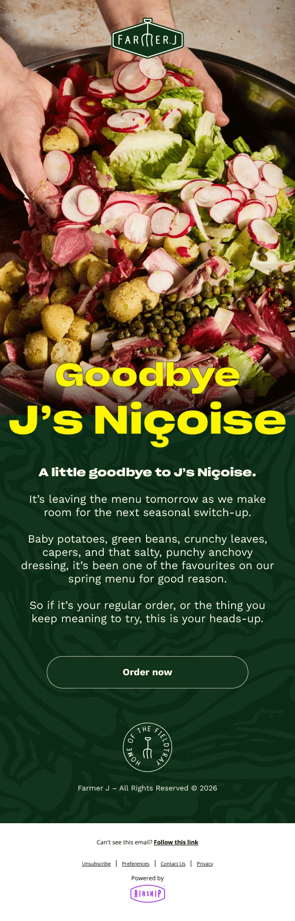 Goodbye, J's Niçoise 😭