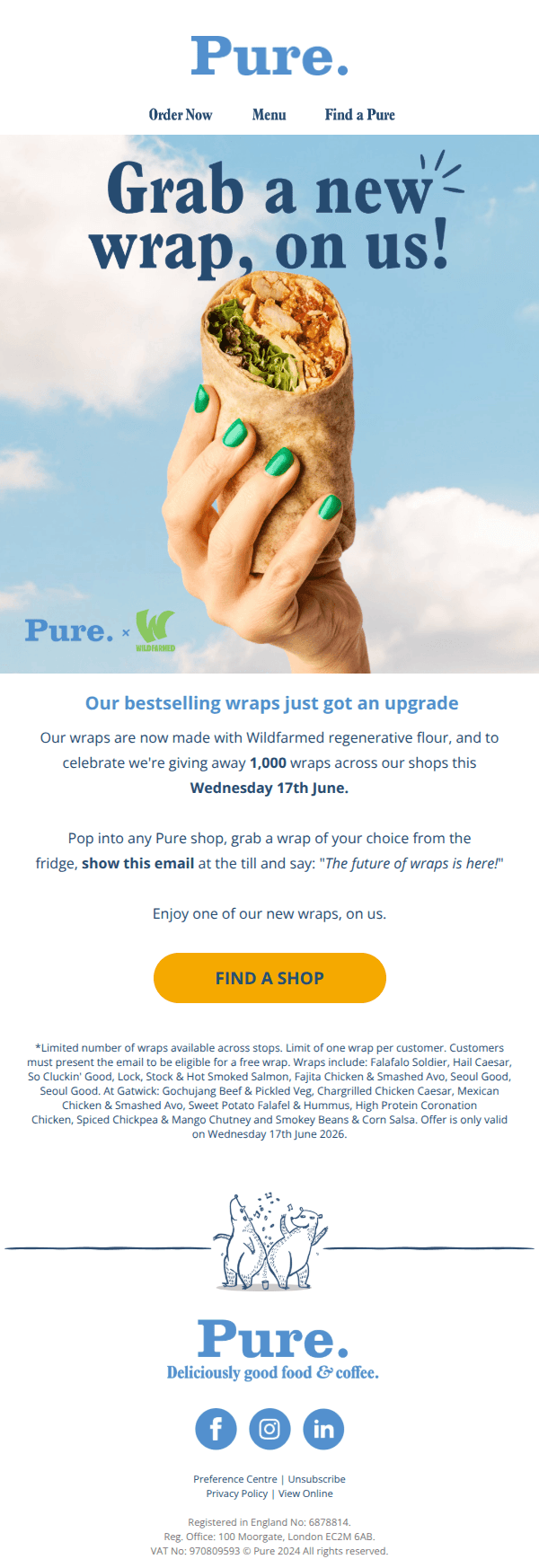 Grab one of our new wraps, on us!