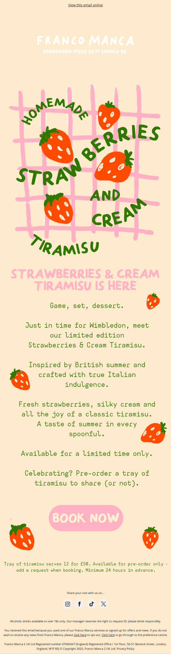 Limited edition: Strawberries and Cream Tiramisu🍓
