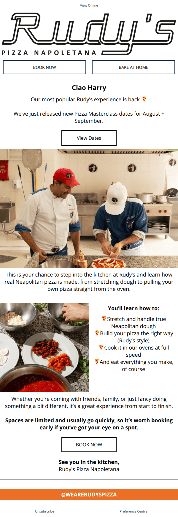 Harry, your spot in the Rudy’s kitchen is waiting 🍕