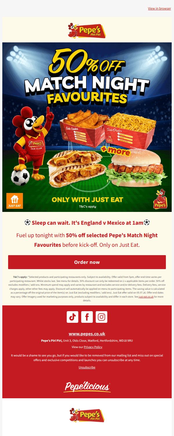 🏆England v Mexico: 50% off Match Night Faves 🏆