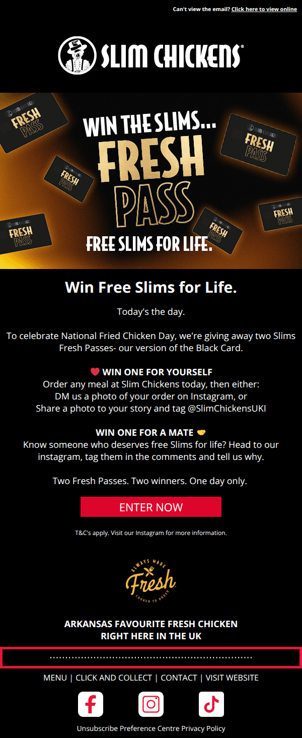 WIN FREE SLIMS FOR LIFE!