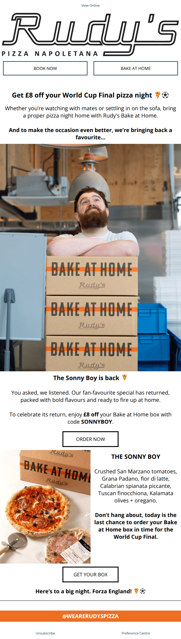 The Sonny Boy is back for the Final 🍕⚽