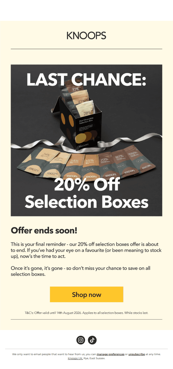 Final Hours: 20% Off Selection Boxes