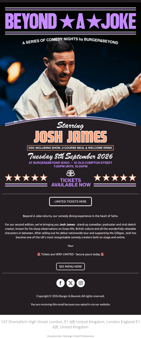 Just Announced: Josh James Live at Beyond A Joke 🚨