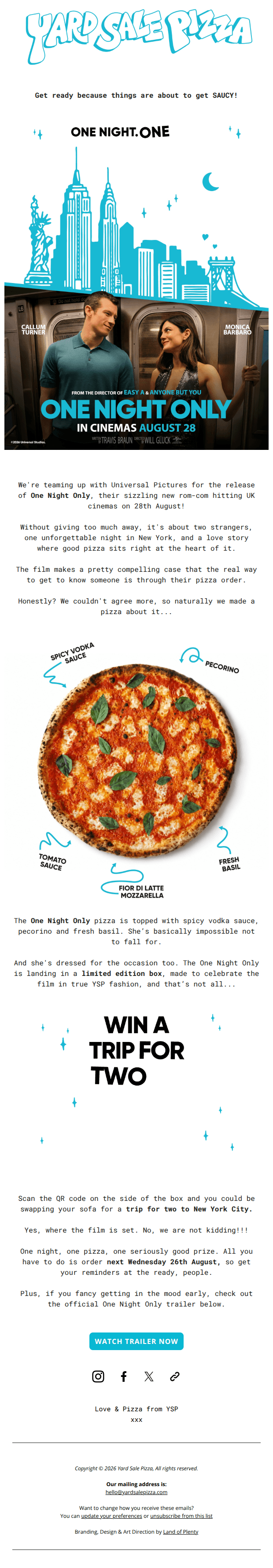 Introducing a very special pizza for ONE NIGHT ONLY!