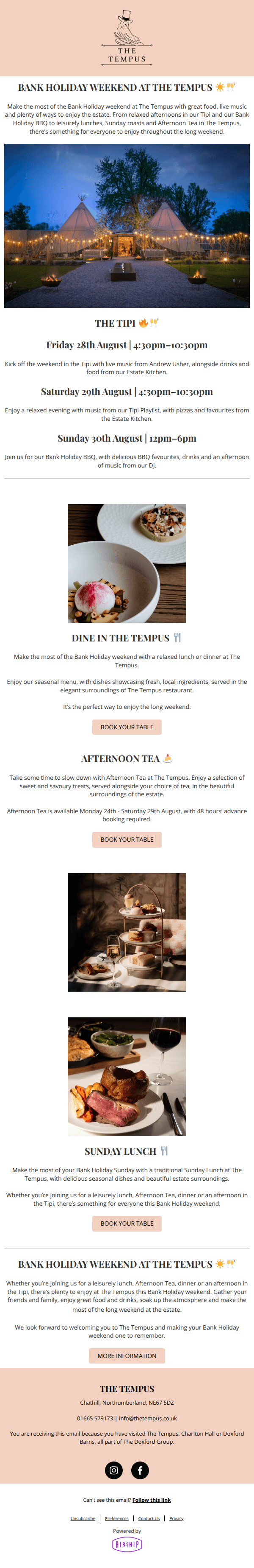What's on This Bank Holiday at The Tempus ☀️