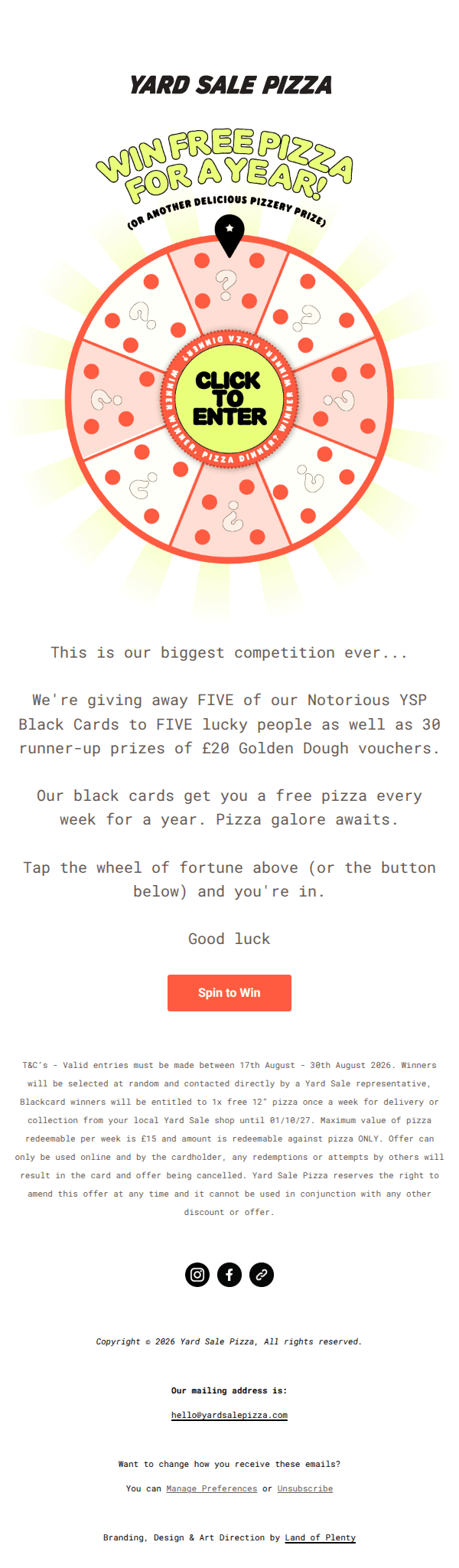 Want to win FREE PIZZA for a year? 🍕