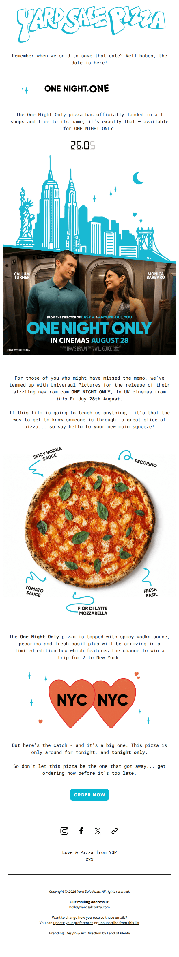 One Night Only pizza is LIVE 🍕🙏