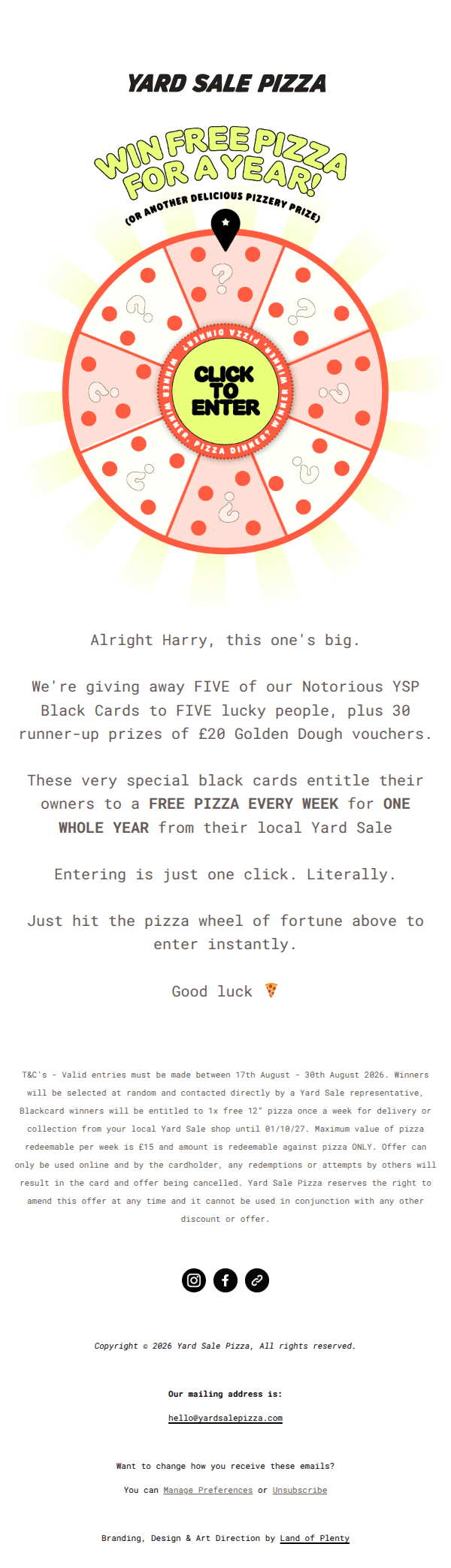One click to WIN FREE PIZZA FOR A YEAR 👀
