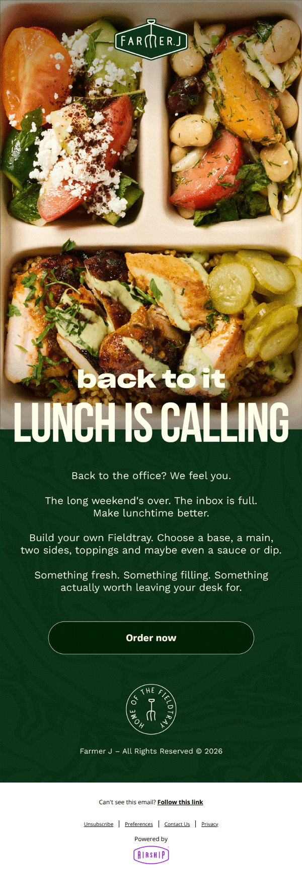 Back to it. Lunch is calling.