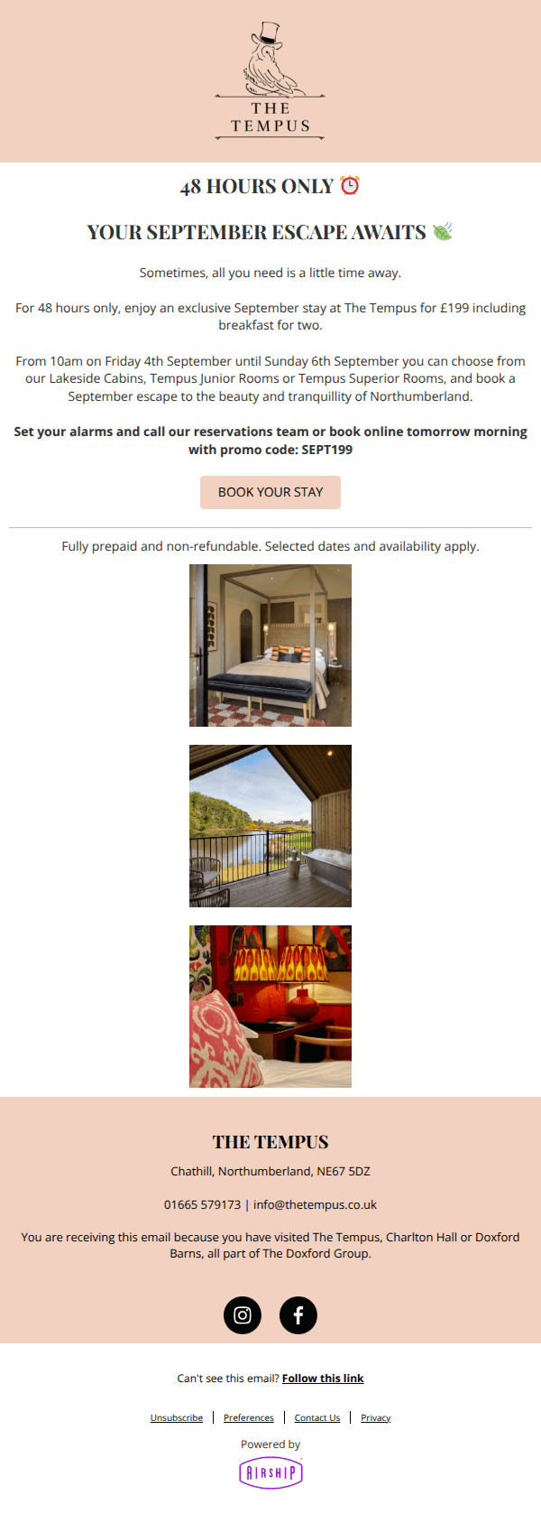 48 Hours Only | September Stay for £199