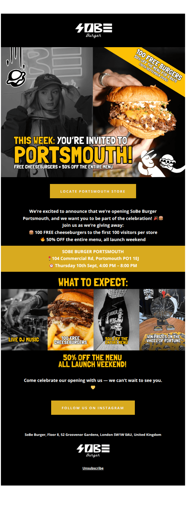 🚨This week: FREE cheeseburgers at Portsmouth! 🚨