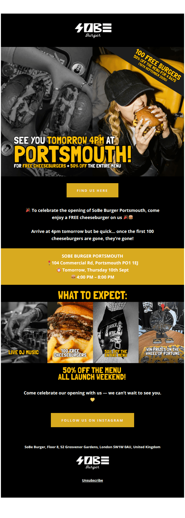 🚨🍔 FREE burgers tomorrow at Portsmouth! 🚨🍔