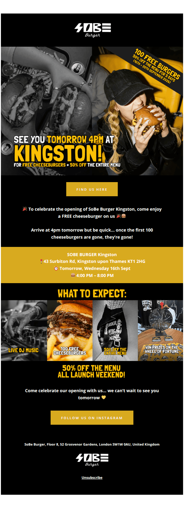 🚨🍔 FREE burgers tomorrow at Kingston! 🚨🍔