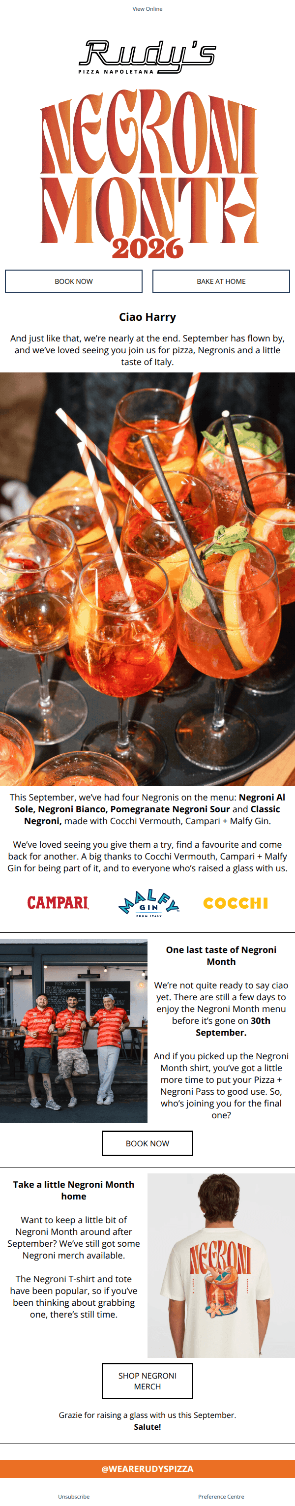 Last chance to enjoy our Negroni Month menu 🍊