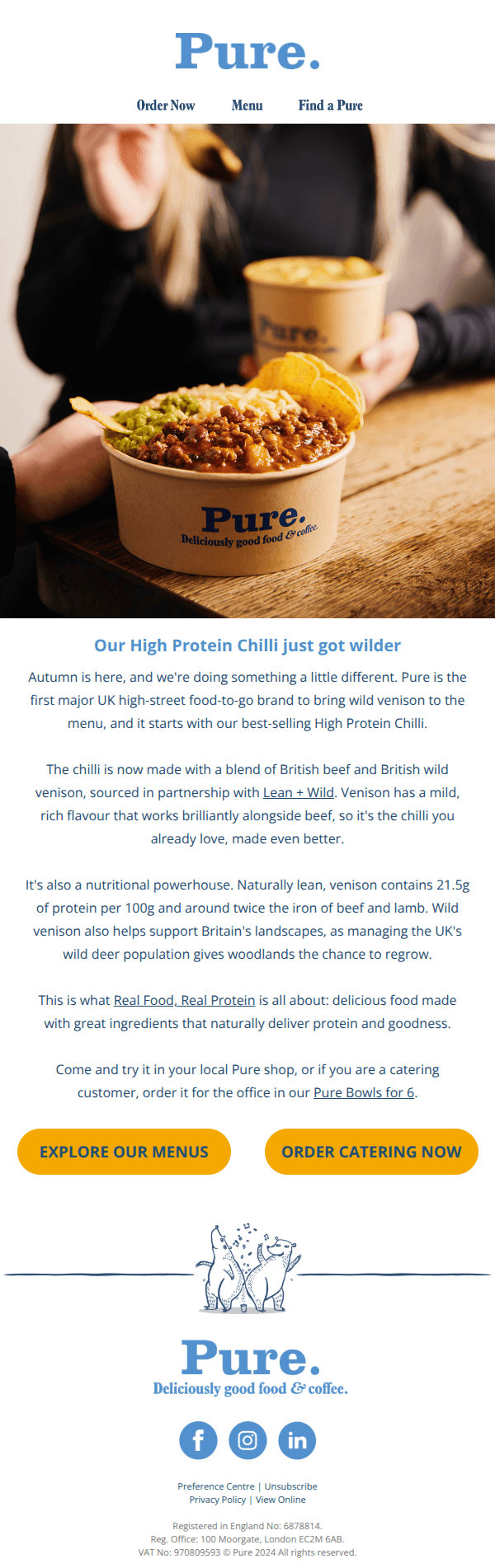 Wild venison has arrived at Pure