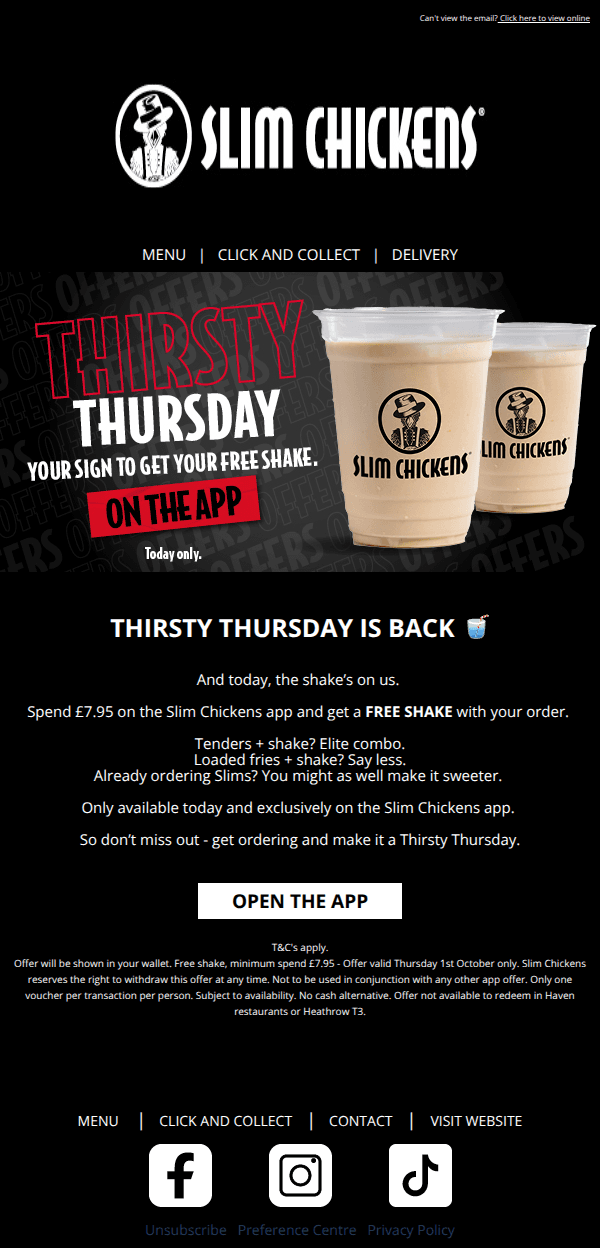 Thirsty Thursday = Free Shake🥤