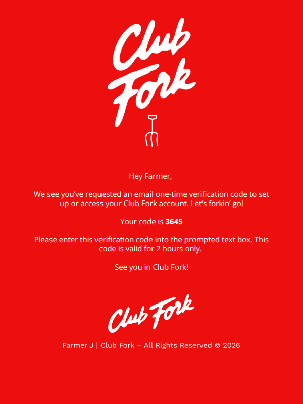 Club Fork - Verification Code