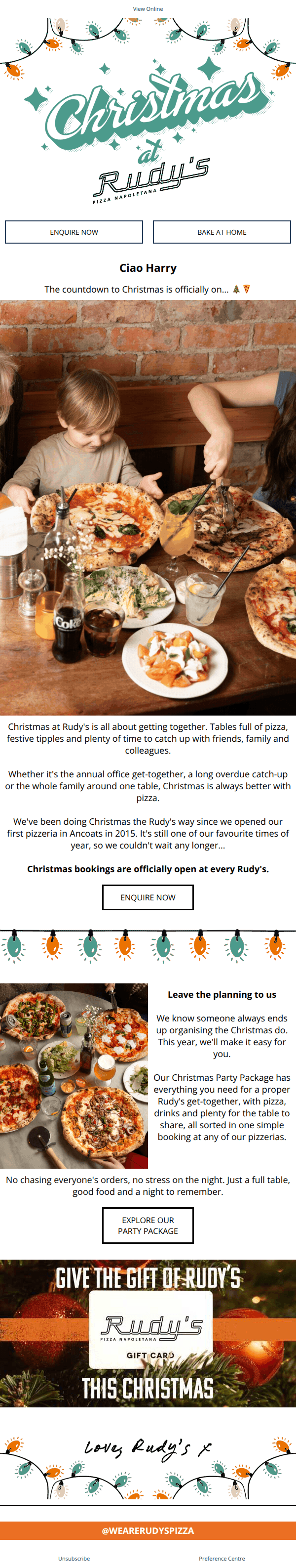 Christmas is coming to Rudy’s 🎄🍕
