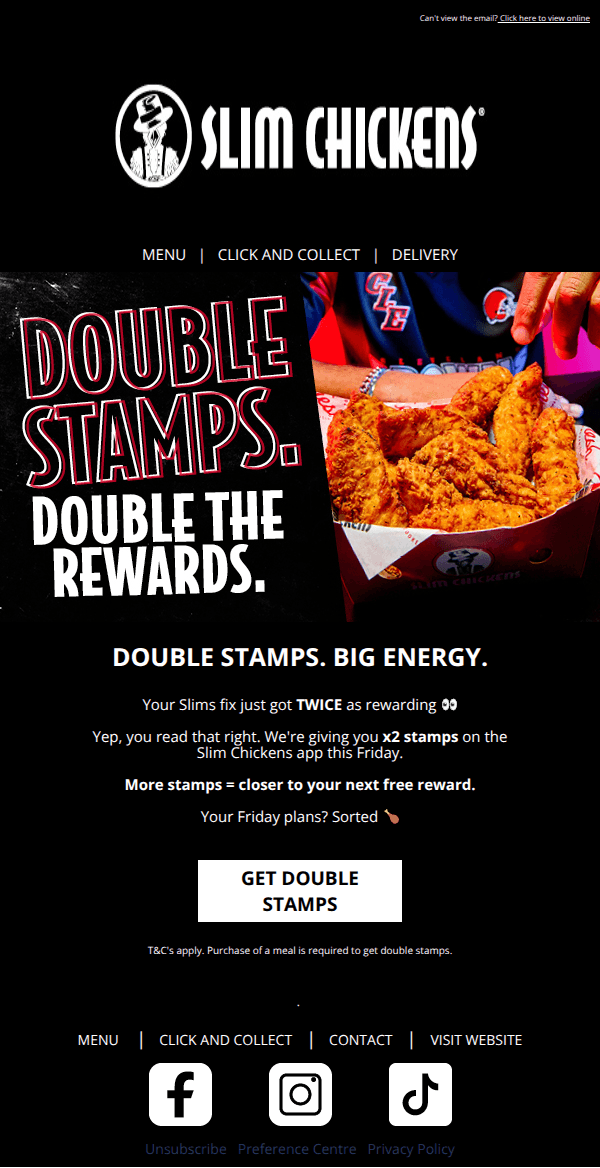 DOUBLE STAMPS. DOUBLE THE EXCUSE 🍗🔥