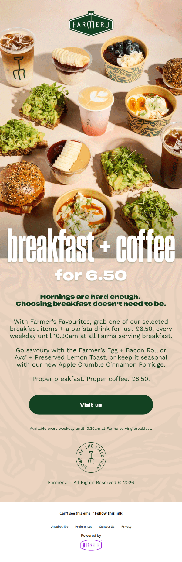 Breakfast + coffee. £6.50.