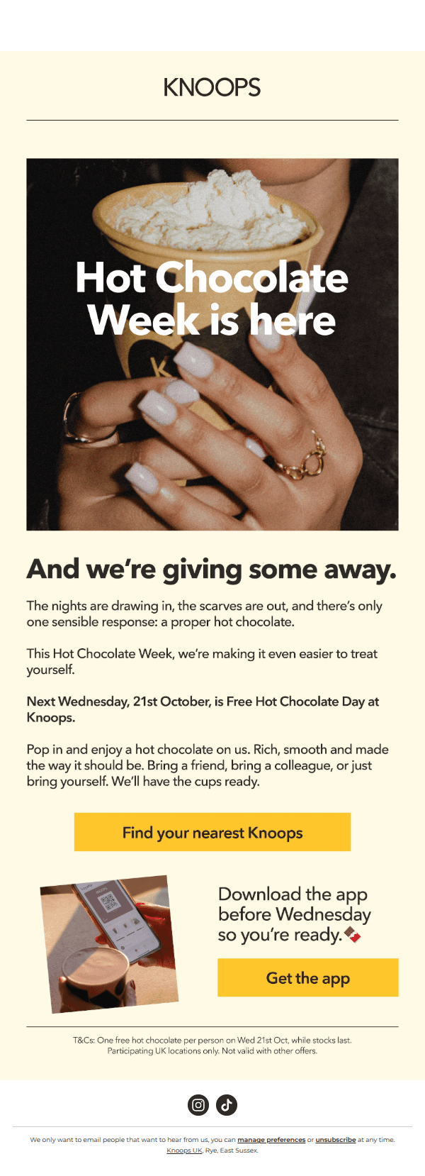 Free Hot Chocolate Day is coming