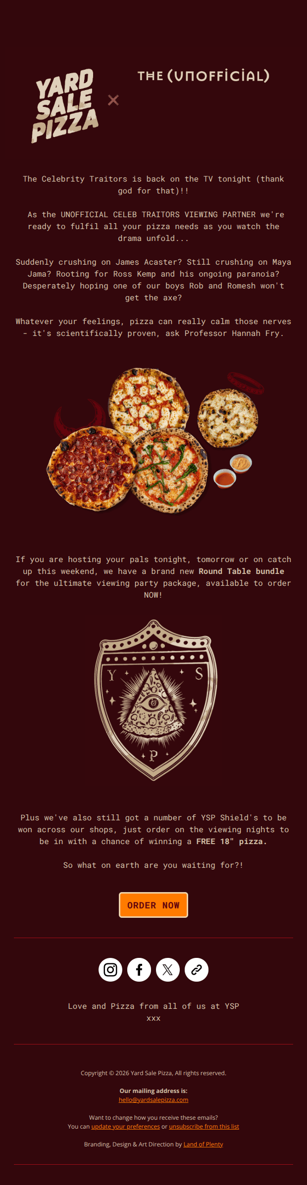 Get your orders in, Celeb Traitors is back on the telly 🙏🍕