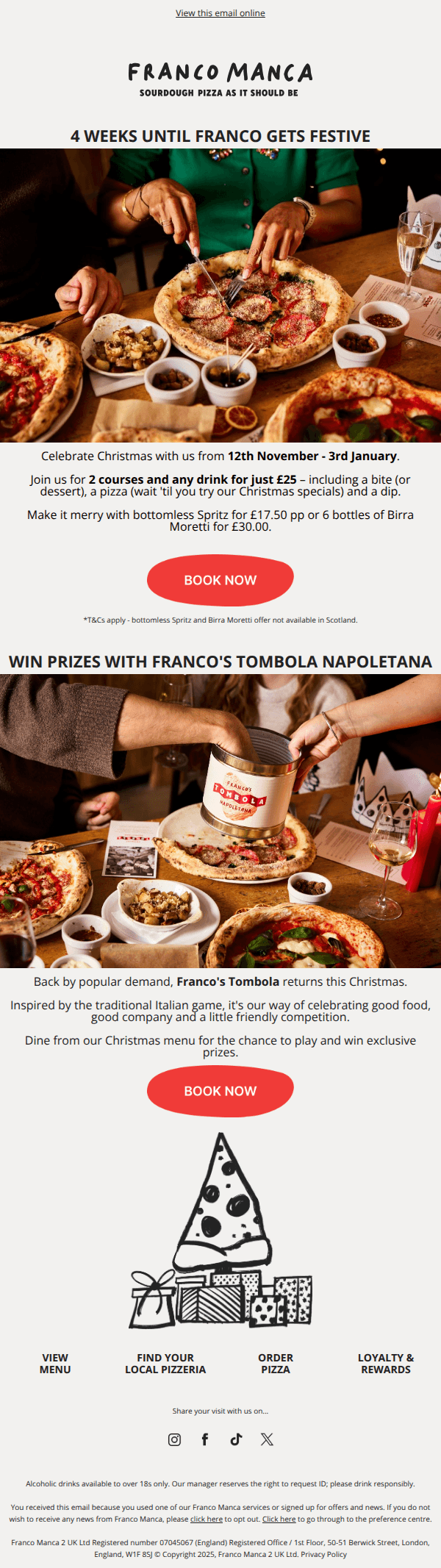 4 Weeks until Christmas at Franco's